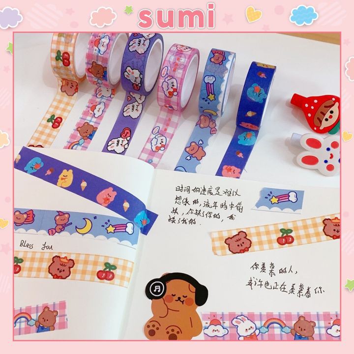 Băng dính washi tape họa tiết xinh xắn dùng trong trang trí sổ tay