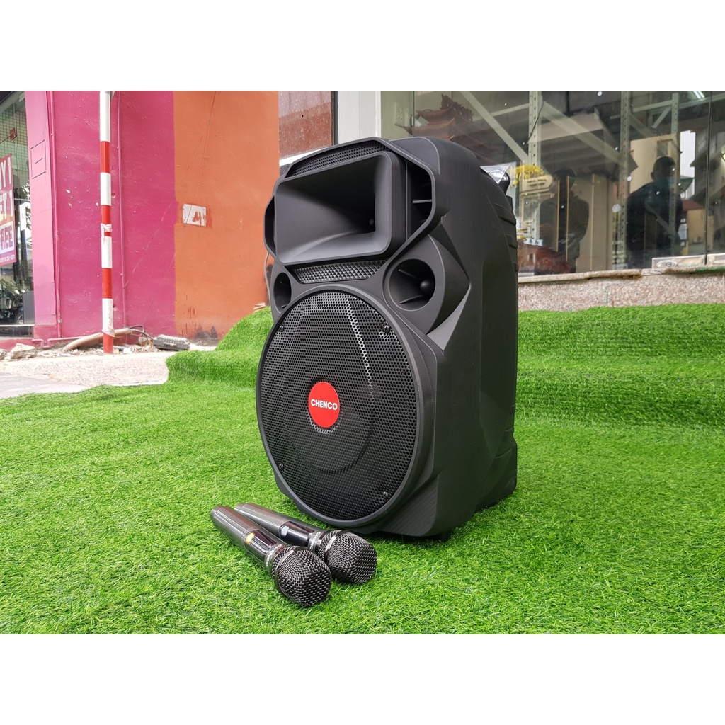 Loa kéo di động Chenco H12-66, bass 30, kèm 2 mic không dây hát hay