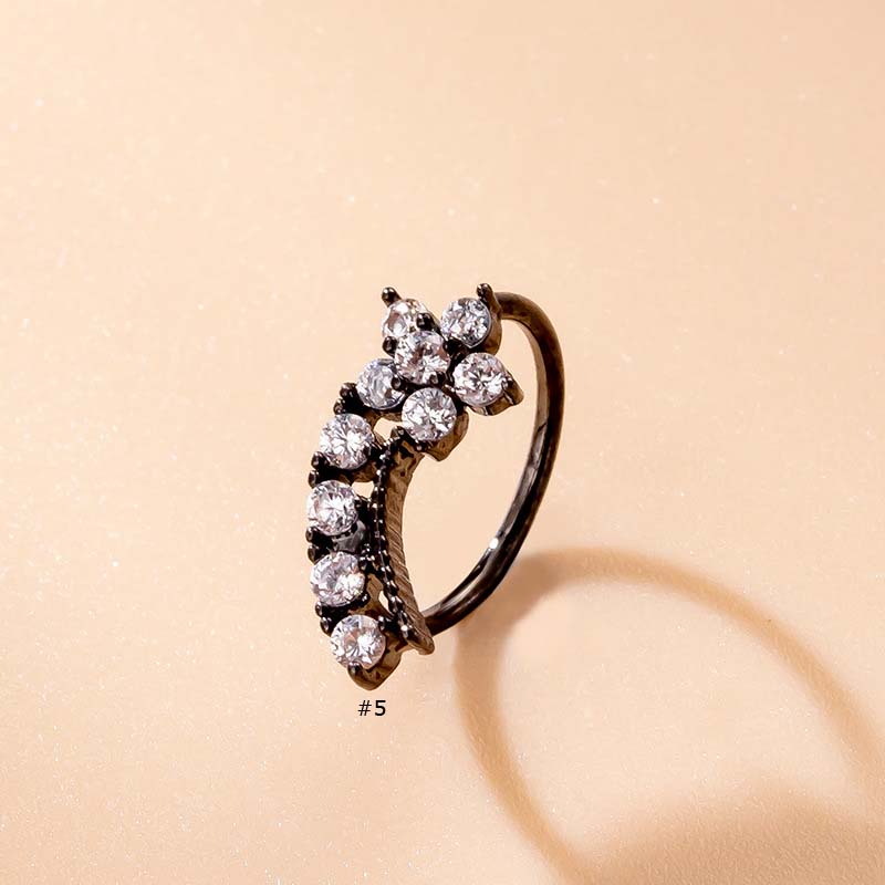 1 Khuyên Mũi Tròn Đen Đính Đá Zircon Thời Trang