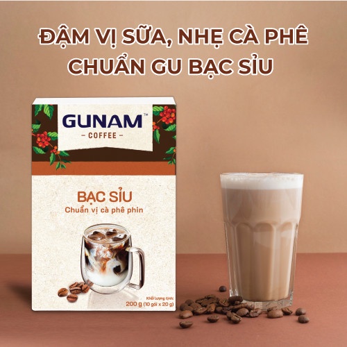 Combo 2 hộp cà phê hòa tan GUNAM bạc sỉu (hộp 10 gói x 20g)