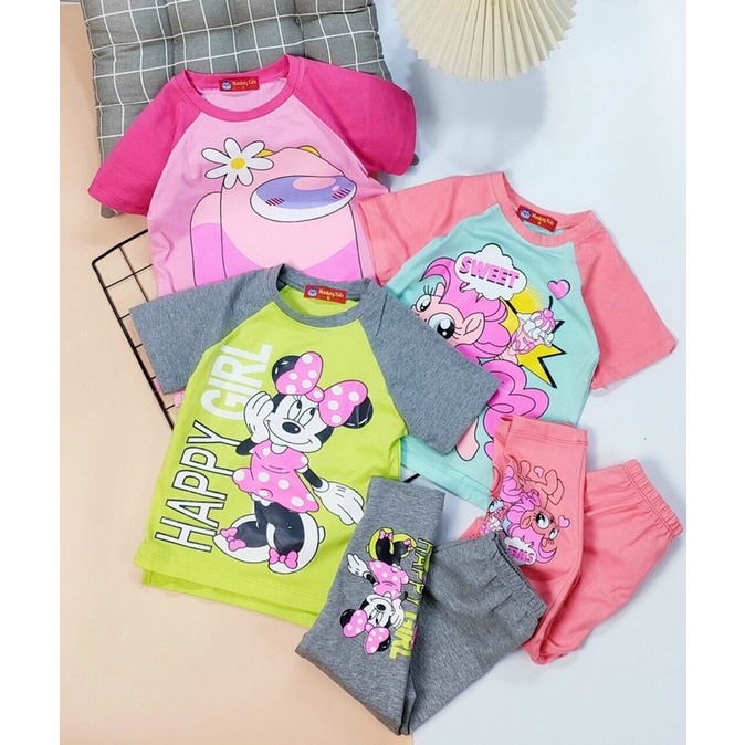(9-22kg) Bộ Quần dài tay ngắn cotton - Bộ quần áo bé gái