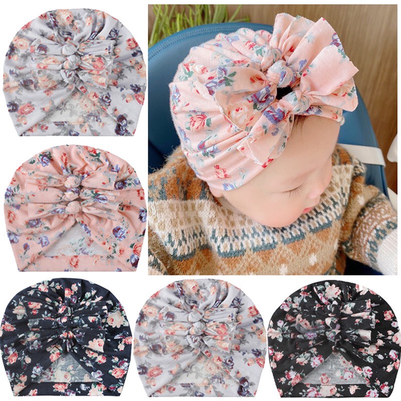Turban Trùm Đầu Họa Tiết Hoa Cho Bé Gái (Shop mẹ Xoài)