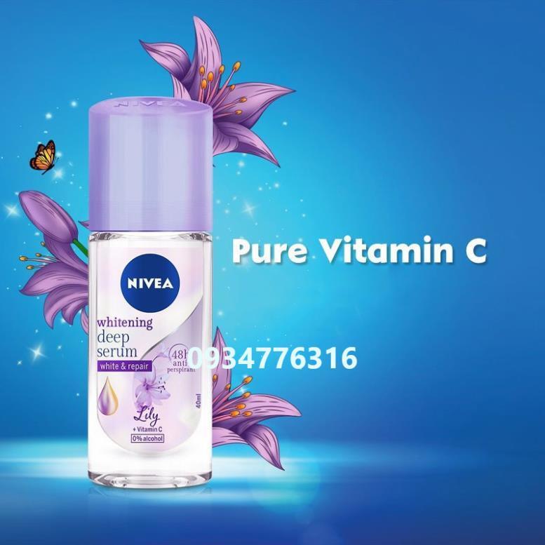 ✅ Lăn ngăn mùi Nivea serum trắng mịn hương hoa Lily (40ml)