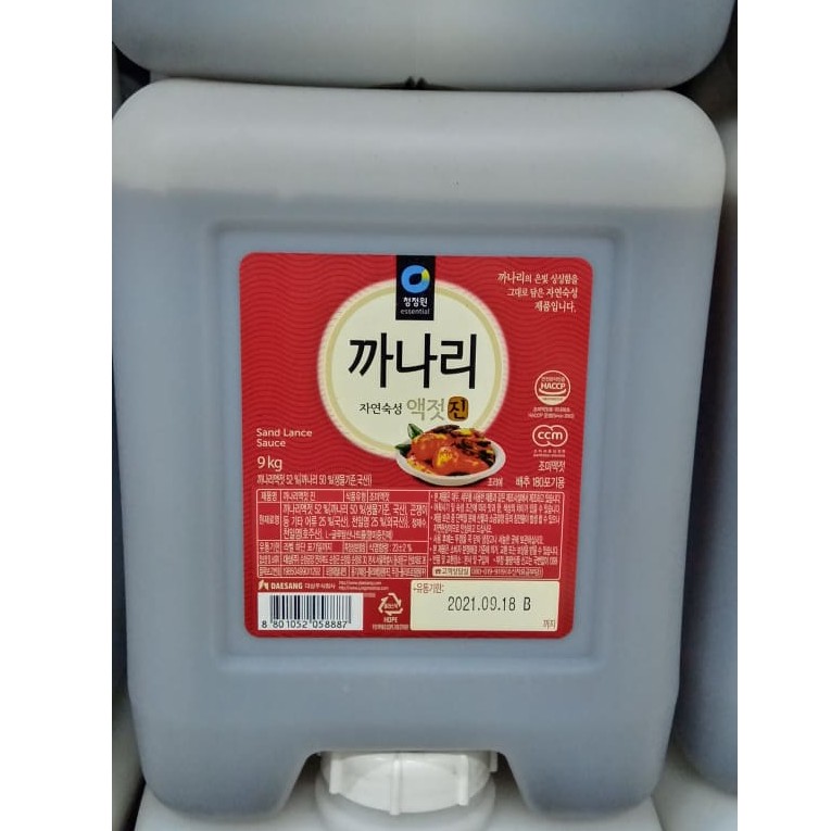 Nước mắm hàn quốc cá chình 9kg muối kim chi can to cho nhà hàng. 까나리 액젓