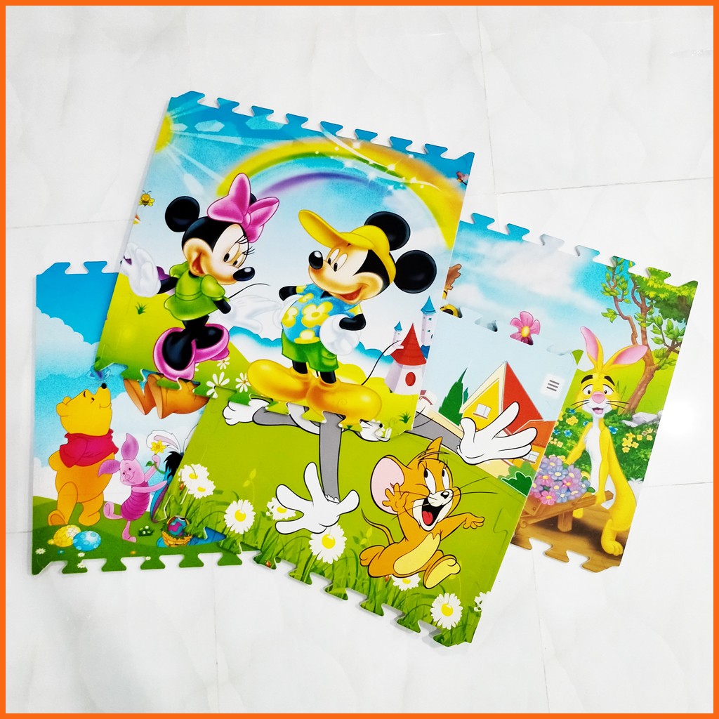 Thảm chơi cho bé hình Hoạt Hình Disney (bộ 4 tấm)- Kích thước mỗi tấm 60x60x1cm- Hàng Việt Nam- Mẹ Tròn Store