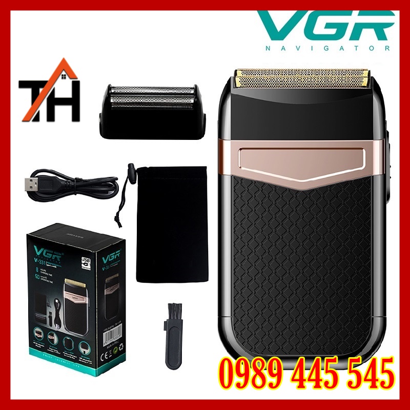 Máy Cạo Râu VGR331 Cao Cấp Lưỡi Dao Kép 2 Vòng - Hàng Chính Hãng Bảo Hành 1 Năm