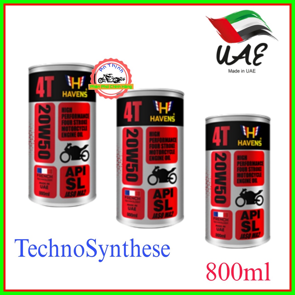Nhớt Xe Số Công Nghệ Tổng hợp HAVENS Super 4T 20W50 0.8L Nhập Khẩu Chính Hãng Từ Các Tiểu Vương Quốc Ả Rập Thống