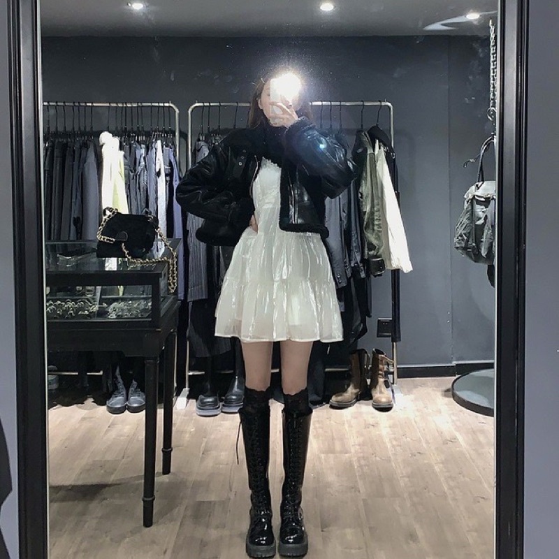 [Có ảnh thật]Đầm babydoll 2 dây đáng yêu Lila Dress+áo đen/áo kem dài tay phong cách ulzzang Hàn Quốc SAM SAM BOUTIQUE | BigBuy360 - bigbuy360.vn