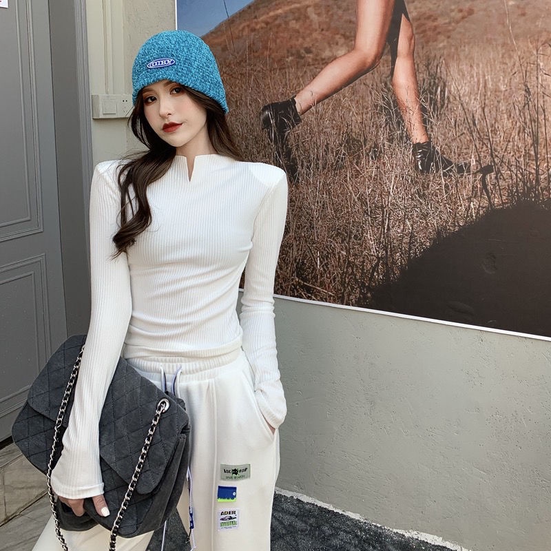 Áo thun COZOK tay dài cổ cao màu trơn