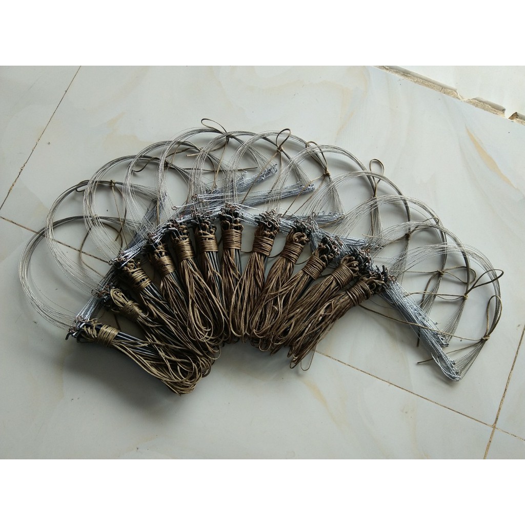 1 Bộ Giò Đá Bẫy Gà Rừng 20 Chân Màu Cỏ Khô tàng hình, Cáp Inox Không Rỉ, Dù Sáp Siêu Bền hàng chất lượng cao