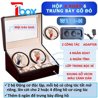 Hộp đựng Đồng hồ cơ Tbox 10 chiếc - Hộp xoay Đồng hồ cơ 4 xoay 6 tĩnh - Hộp lắc Đồng hồ cơ da động cơ Nhật bản loại tốt