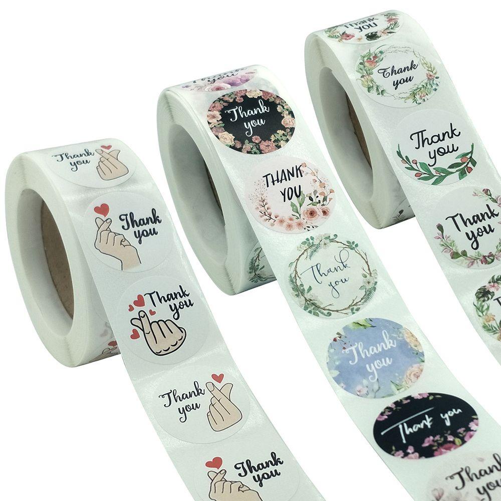 Cuộn 500 Nhãn Dán Niêm Phong Quà Tặng In Chữ Thank You Độc Đáo DIY