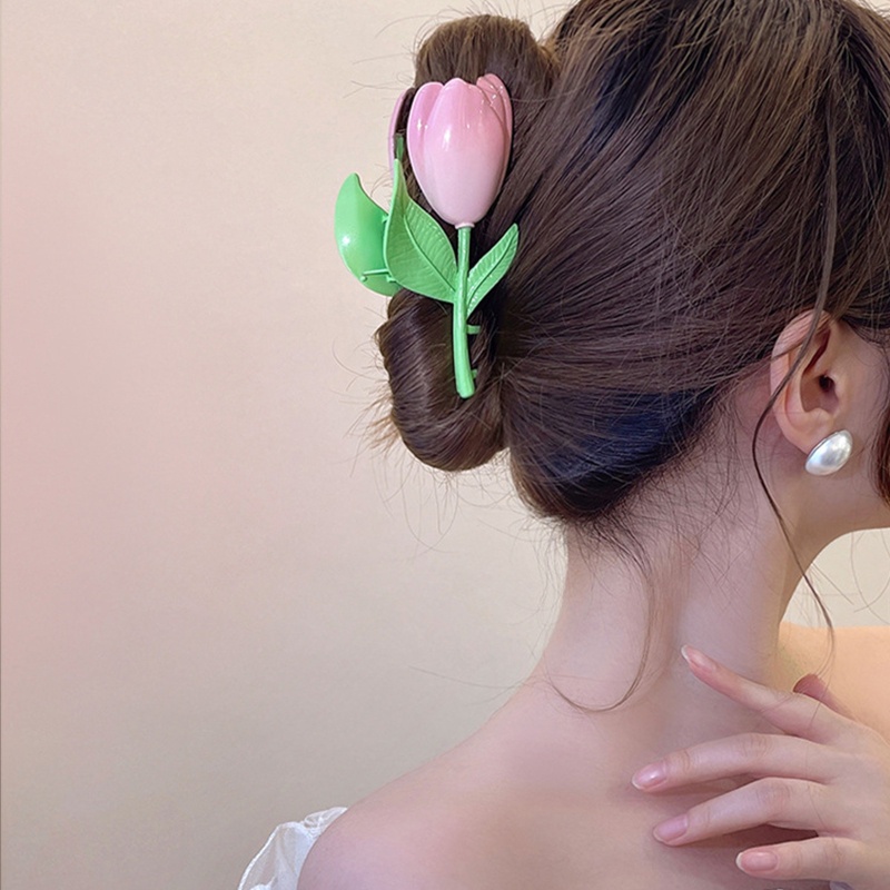 Kẹp Tóc Càng Cua Hình Hoa Tulip Dễ Phối Đồ Dùng Hàng Ngày