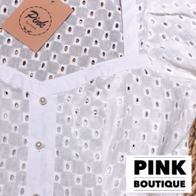 Áo Croptop Trắng thêu Tay Bồng Thiết Kế PINKBOUTIQUE