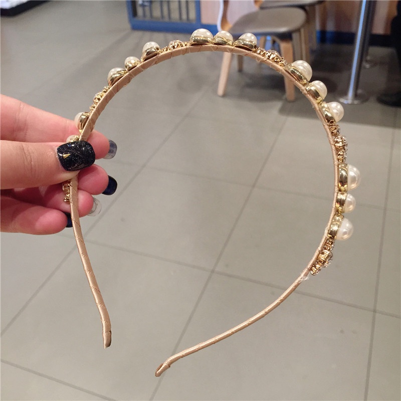 Băng Đô Cài Tóc Đính Đá Ngọc Trai Phong Cách Hàn Quốc Cho Nữ