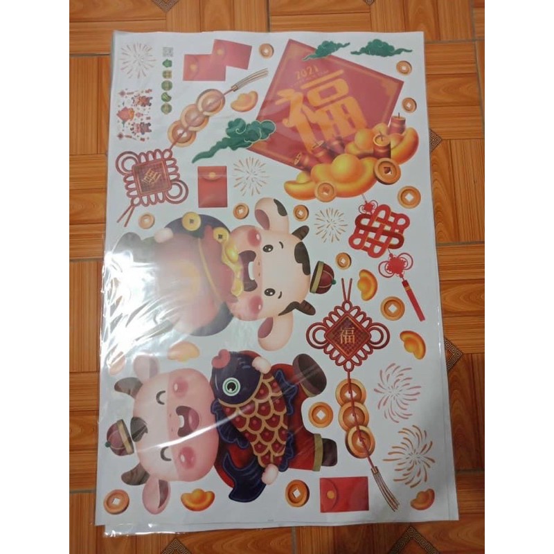 Decal Dán Cửa Hoạ Tiết Mừng Năm Mới