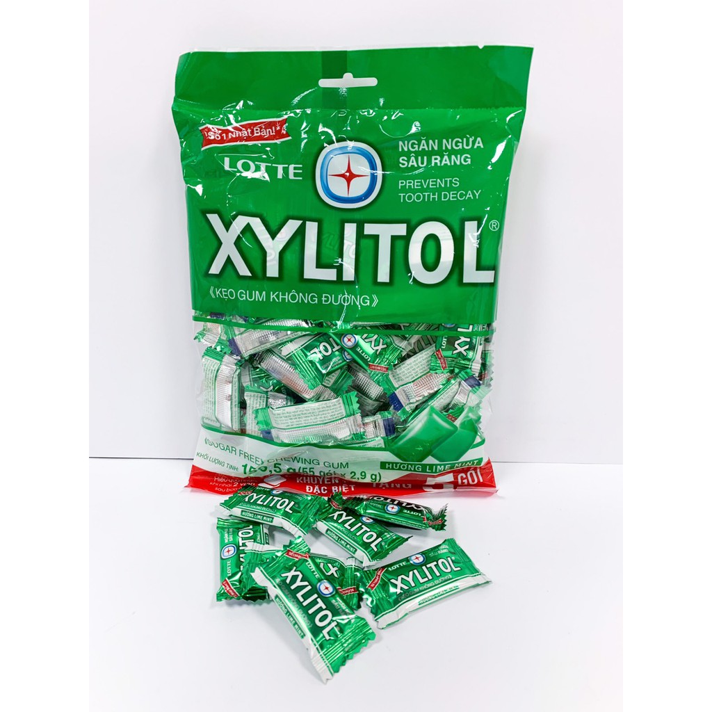 Kẹo Gum không đường Lotte Xylitol - Hương Lime Mint 159,5 g