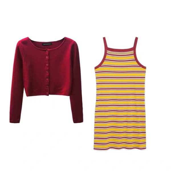 SUXI Đầm Dệt Kim Sát Nách Màu Sắc Thanh Lịch Dành Cho Nữ