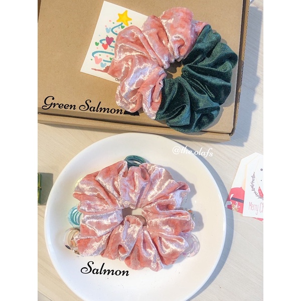 Dây buộc tóc Scrunchies Nhung hồng
