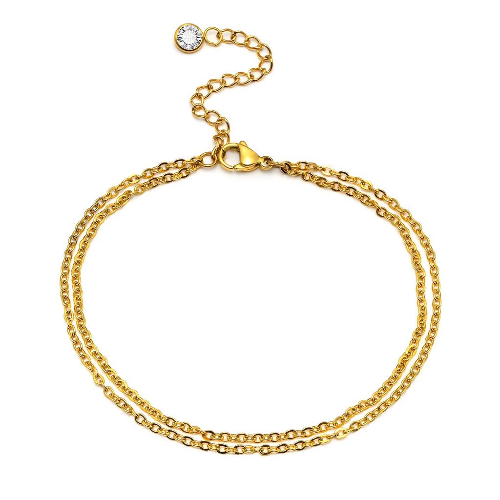 Vnox Lắc Chân Nhiều Lớp Mạ Vàng 14K Đính Đá Zircon Có Thể Điều Chỉnh Thời Trang Cho Nữ