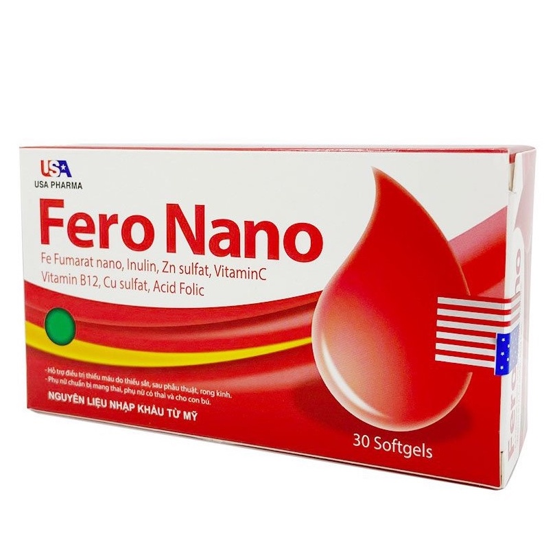 "Chính Hãng "Viên uống bổ máu Fero Nano bổ sung Sắt, Acid Folic - Hộp 30 viên