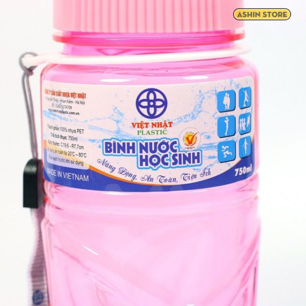 Bình Nước Học Sinh Việt Nhật 100% Nhựa PET An Toàn 750ml