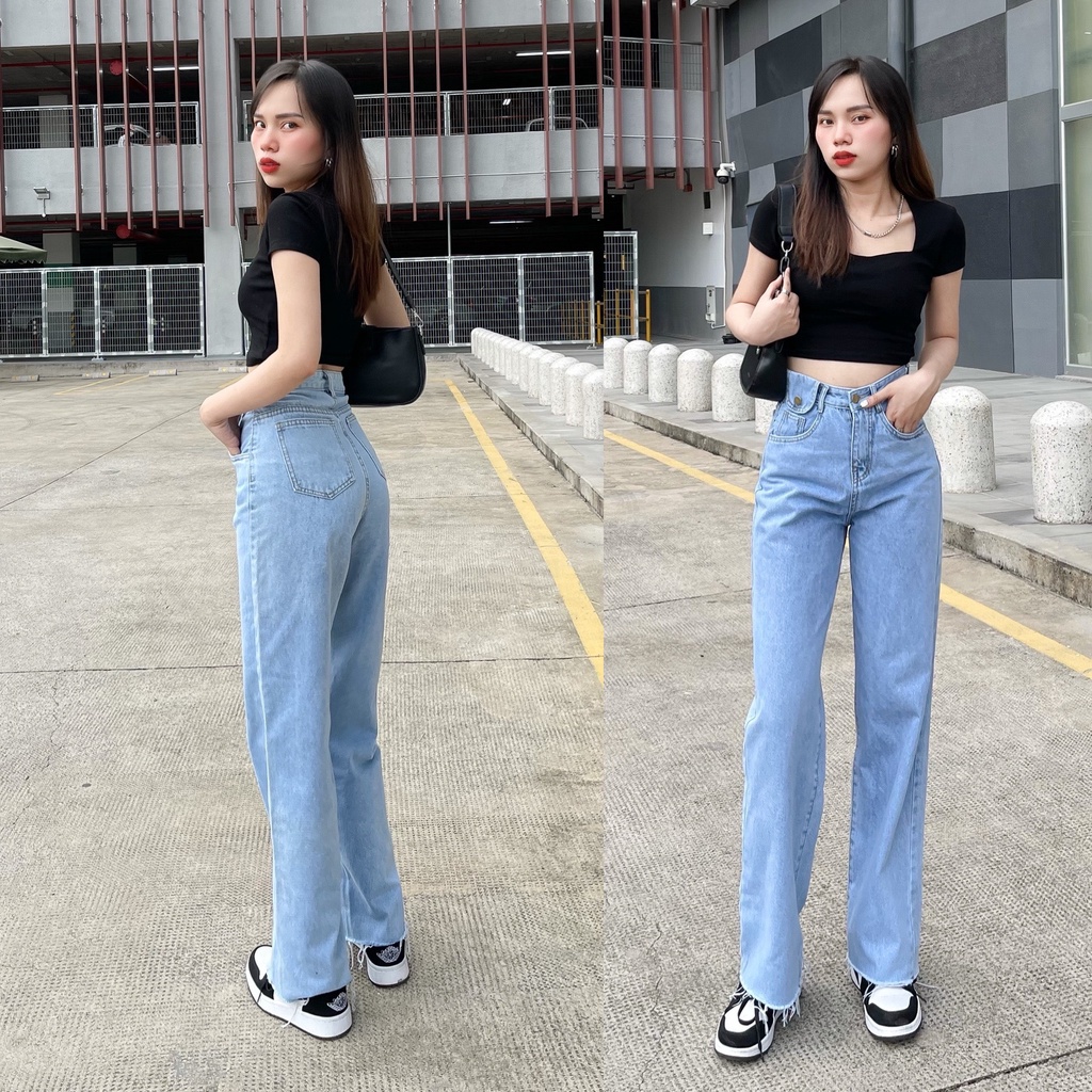(Hình thật shop chụp) Quần Jeans Ông SuôngTúi Hôp Quần Dài Phủ Chân Shop MaiKa Jeans