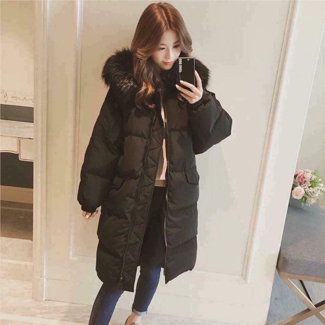 [Ảnh thật] ORDER Áo phao dáng dài mũ lông siêu ấm (Hàng order Quảng Châu)