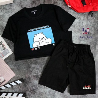 Combo áo thun cotton + quần short 3 gấu we bare bears instagram