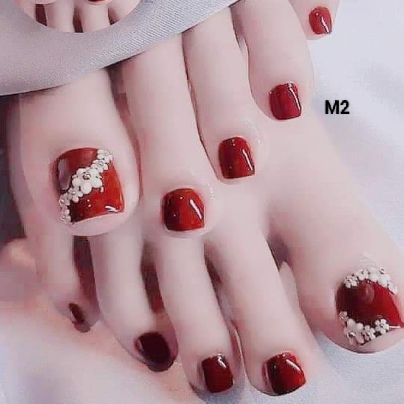 Bộ 24 móng chân giả đính đá nhiều mẫu Belly nail bộ 24 móng chân giả