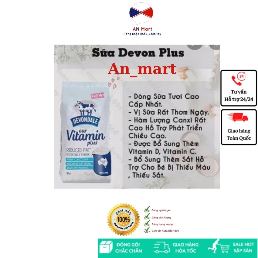 Sữa Tươi Dạng Bột Devondale Our Vitamin Plus Nhập Khẩu Úc Date Xa An Mart