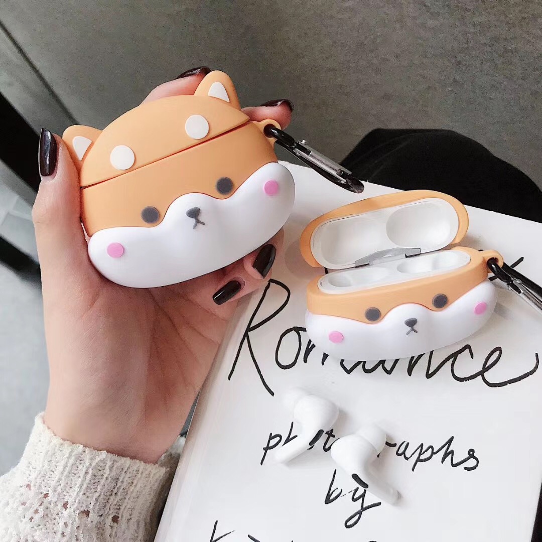 Vỏ bảo vệ hộp sạc tai nghe hình chó shiba đáng yêu cho Airpods 1 / 2 3