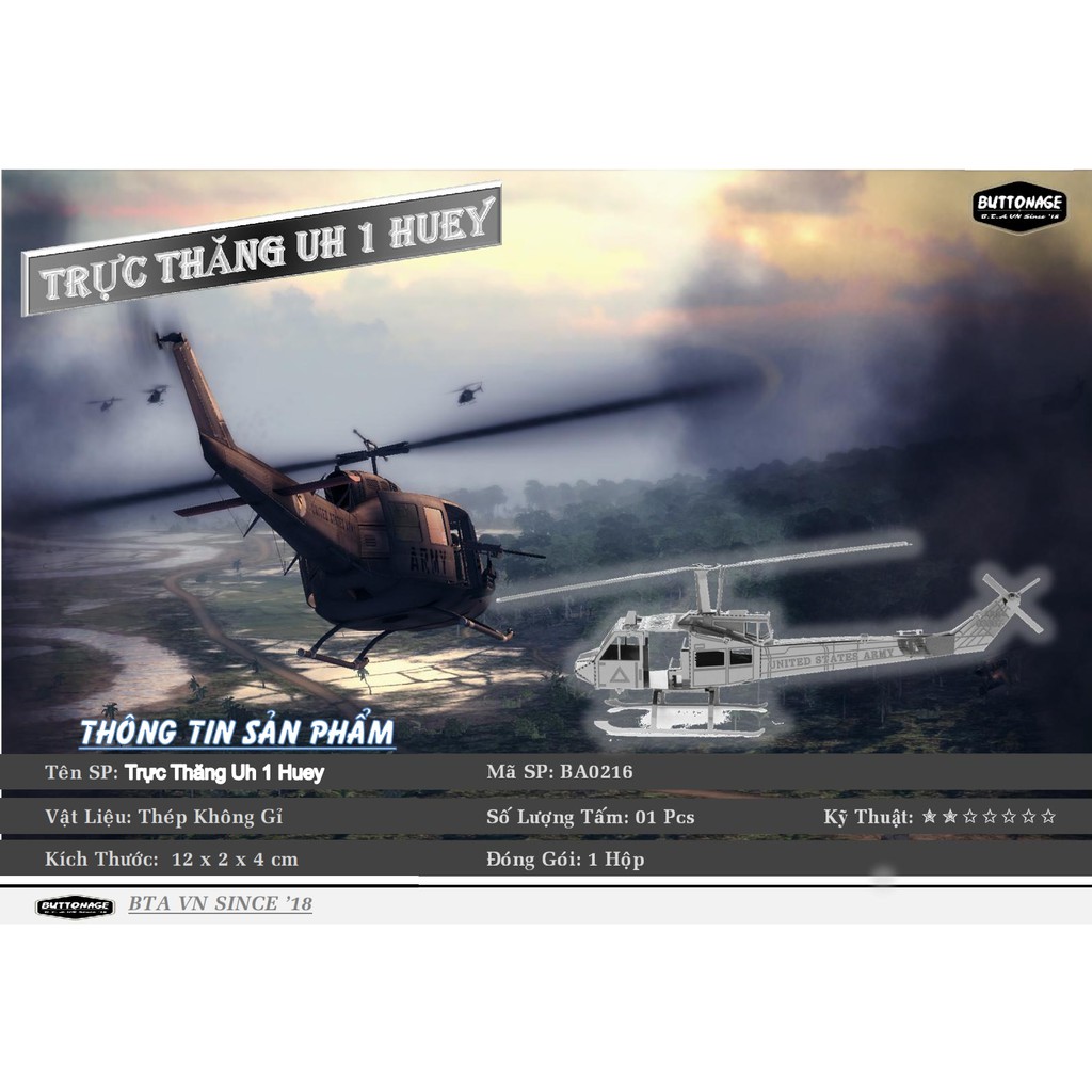 Mô Hình Lắp Ráp 3d Trực Thăng UH-1 HUEY