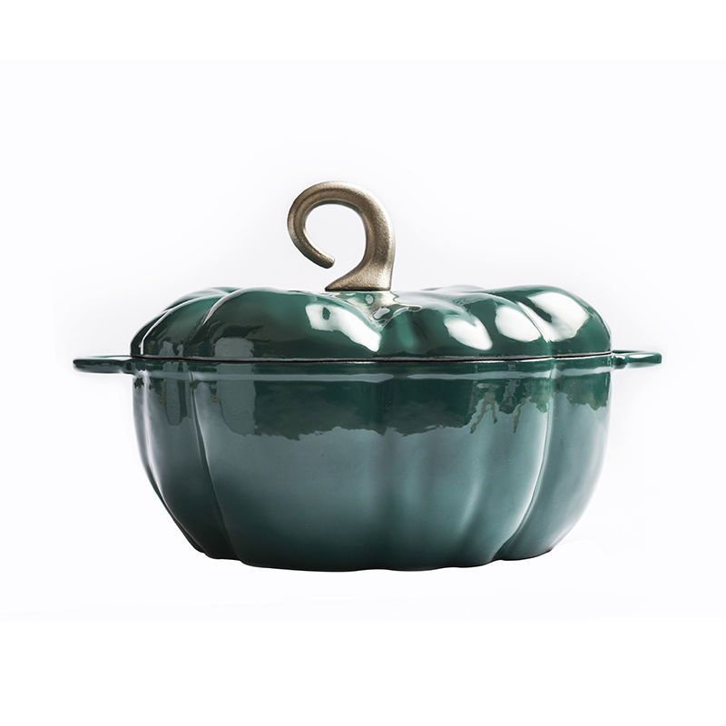 (Sẵn) Nồi gang tráng men bí ngô Happiness Kitchen chính hãng tặng gang tay xịn