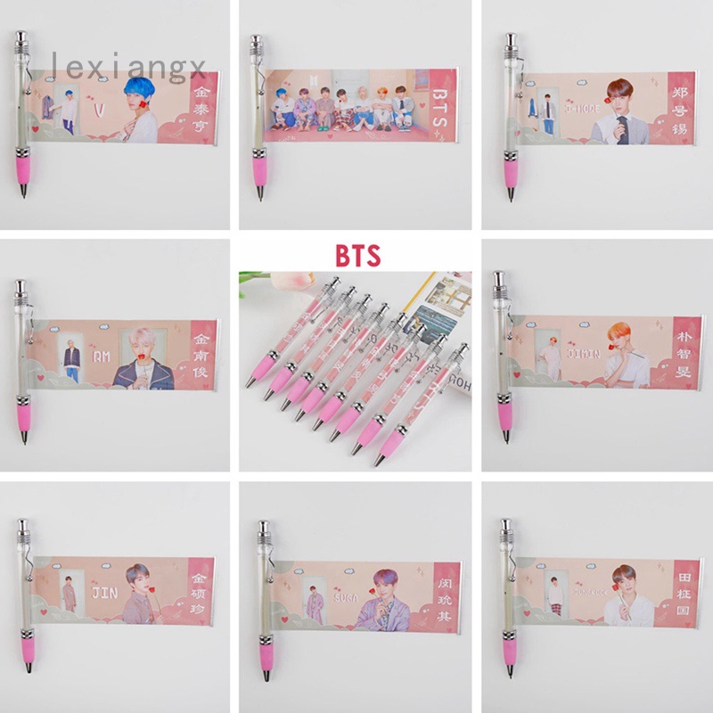 Bút Bi Mực Đen Ngòi 0.5mm Hình JIMIN V SUGA JK Thời Trang Cho Fan BTS