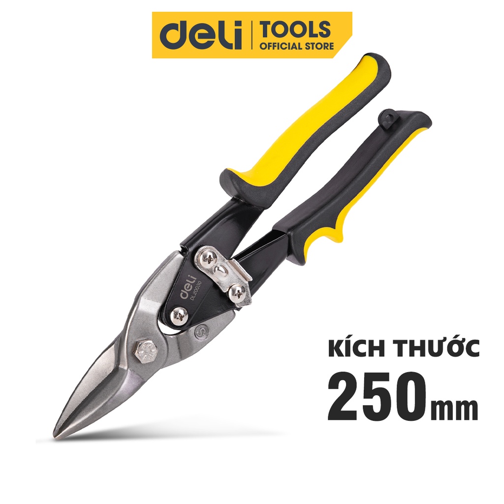 Kìm Cắt Tôn Cộng Lực Deli 250mm - Lưỡi Kìm Sắc Bén, Siêu Bền, Tiện Dụng - Tay Cầm Nhựa Tránh Đau Tay - EDL20030