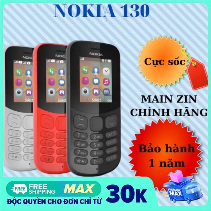 [Sốc] Điện thọai nokia chính hãng 130 2 sim 2017 giá rẻ kèm pin sạc-Bảo hành 12 tháng