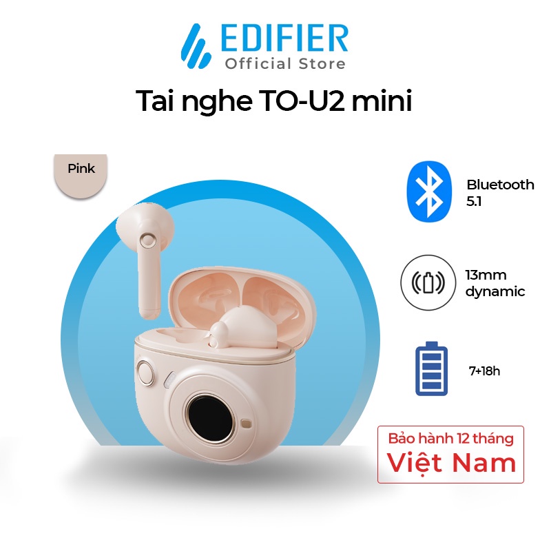 Tai nghe bluetooth 5.1 EDIFIER TO-U2 mini Màn hình OLED Khử ồn đàm thoại Chơi Game Sạc nhanh Pin 25 giờ Hàng chính hãng