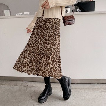 Chân váy chữ A lưng cao họa tiết da báo thời trang 2020 cho nữ