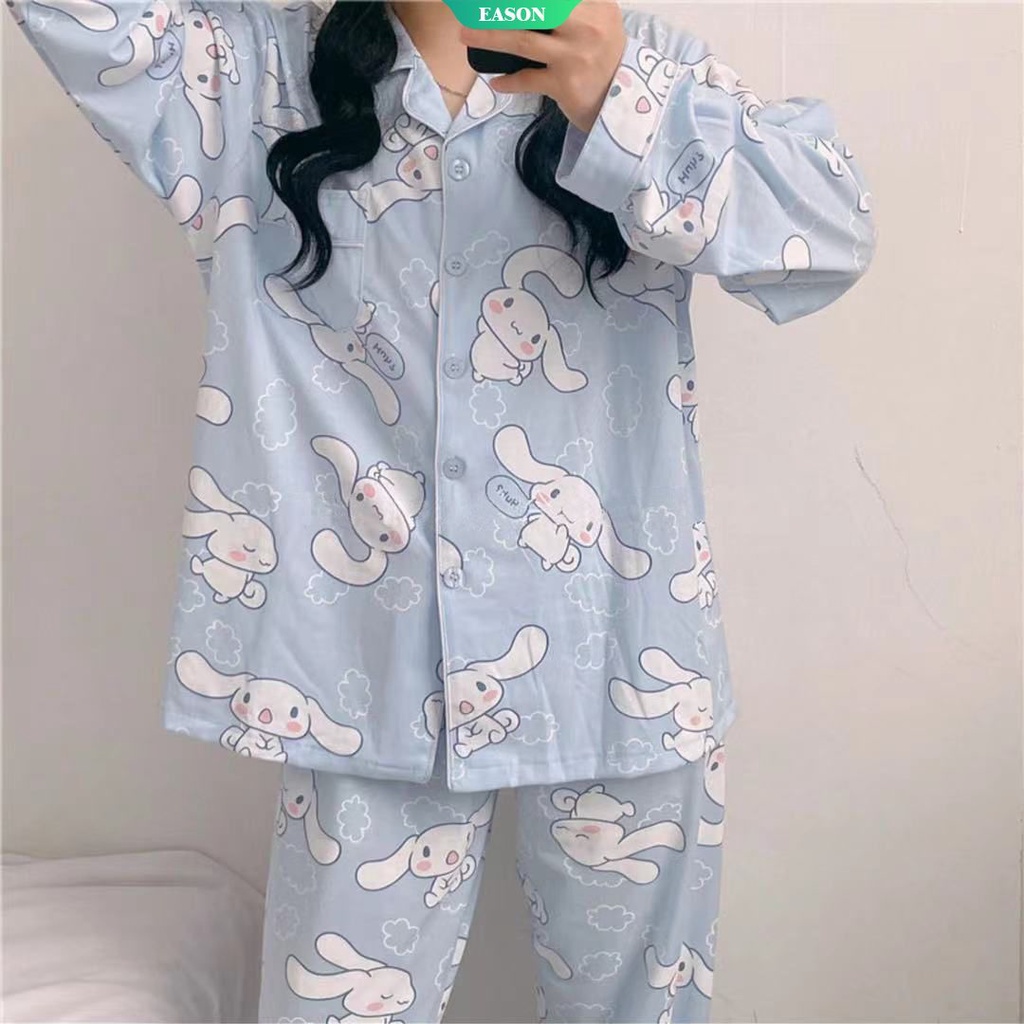 Bộ Đồ Ngủ Tay Dài In Hoạt Hình Sanrio Cinnamoroll Kiểu Nhật Bản Thời Trang Xuân Thu Cho Bạn Gái