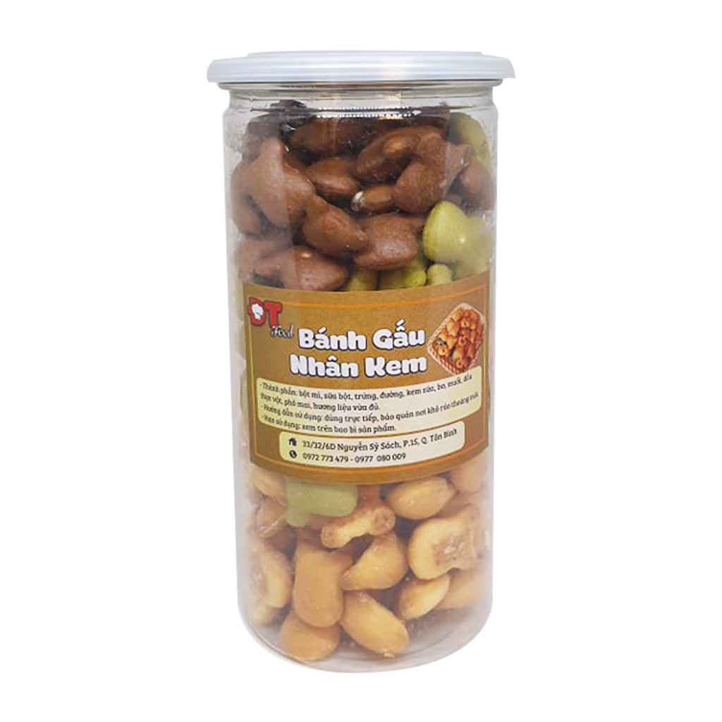 Bánh Gấu Nhân Kem Mix 4 Vị DTfood Cực Ngon (Hộp 450g)