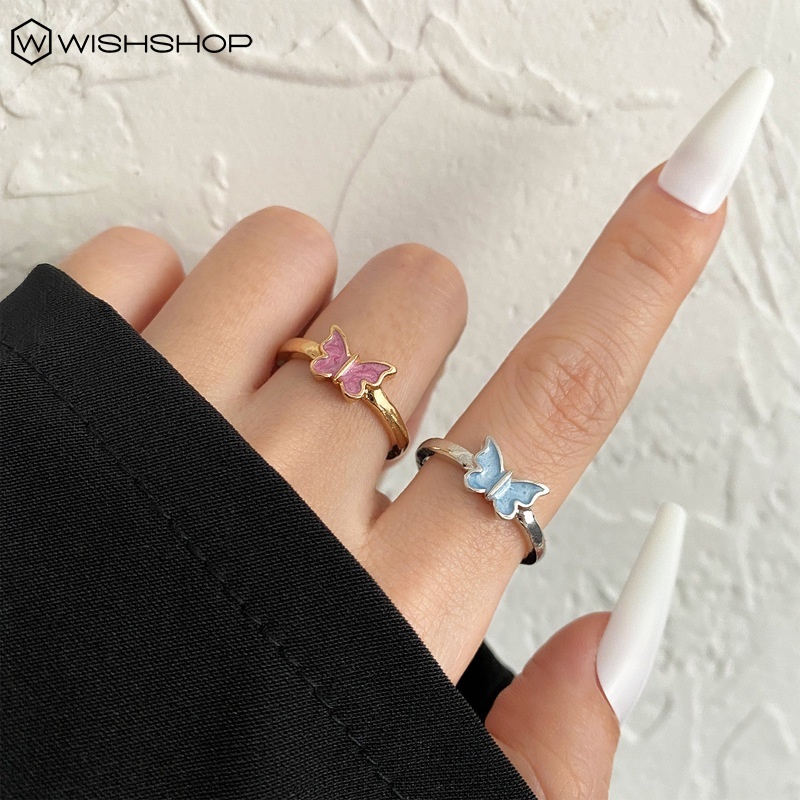Nhẫn Hở Hình Bướm Tráng Men Mỏng Mượt Mà Thời Trang Có Thể Điều Chỉnh Cho Nữ / Phụ Nữ