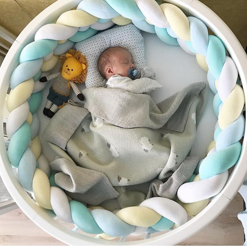 Bộ Gối Cotton Bện Thắt Nút Màu Trơn 2m / 200cm / 79inch Trang Trí Giường Cũi Em Bé Sơ Sinh