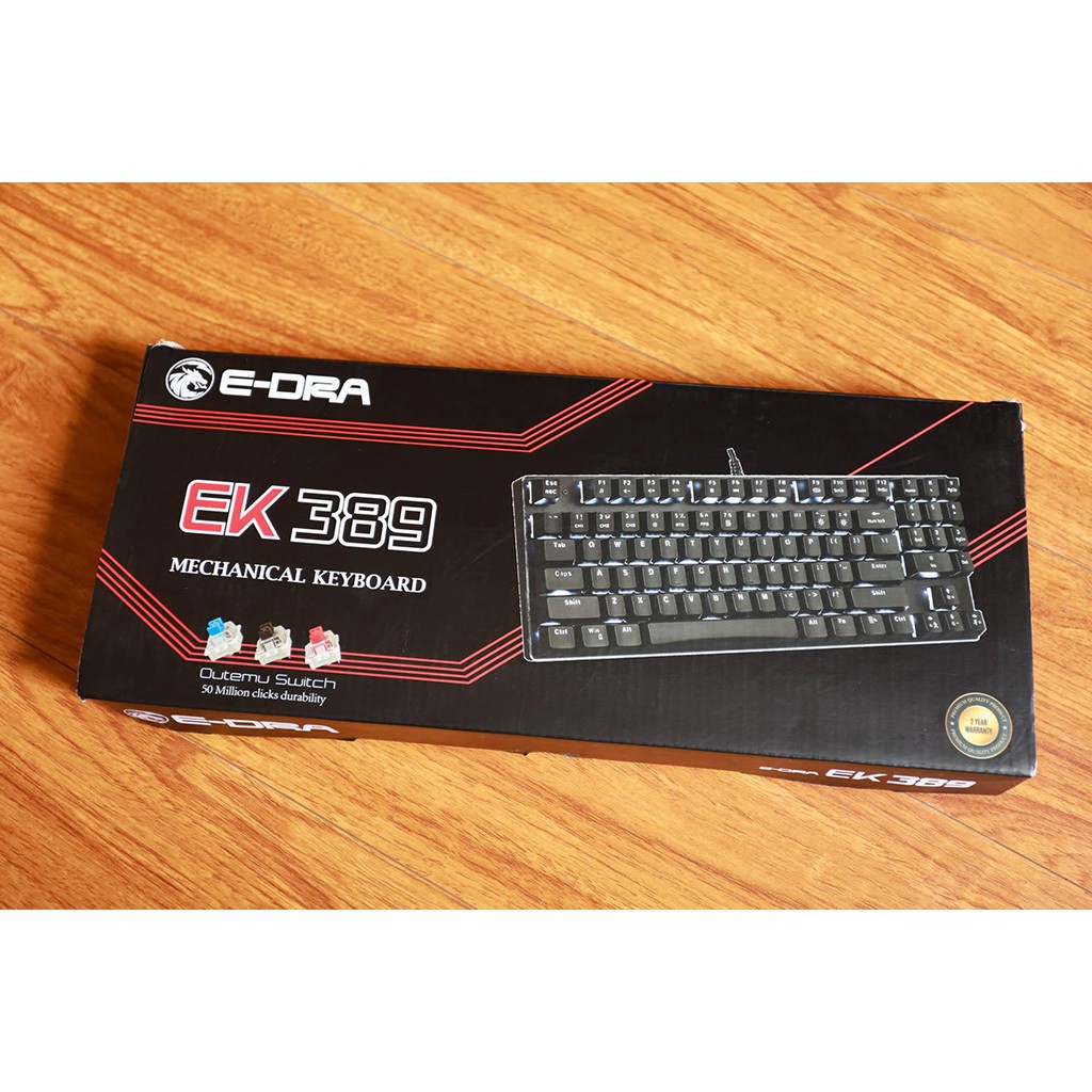 Bàn phím cơ E-DRA EK389 - Outemu switch siêu bền - Keycap ABS Double Shot - Led siêu sáng màu trắng - Bảo hành 2 năm