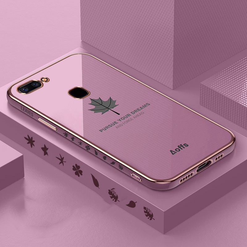 Ốp Điện Thoại Silicon Mềm Mạ Điện Hình Lá Phong Cho VIVO X20 V7 Plus + Y79 Z10 Y71 Y71i