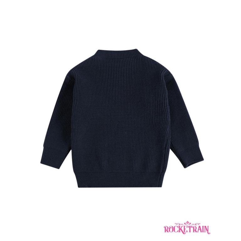 ✫Yy.❈Áo Sweater chui đầu tay dài cổ thấp màu trơn họa tiết kẻ sọc dễ thương cho bé