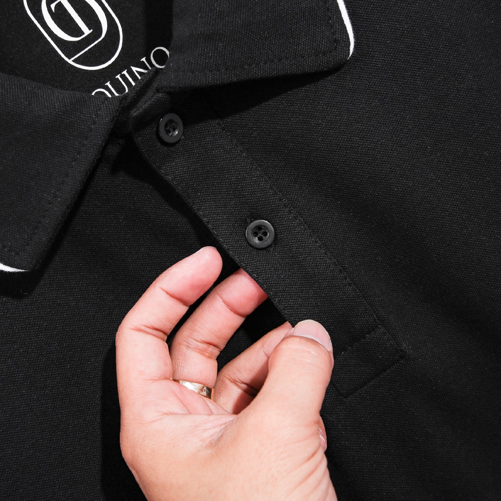 Áo Thun Polo Nam Vải Cotton Cá Sấu Màu Đen Quý Phái, Đen