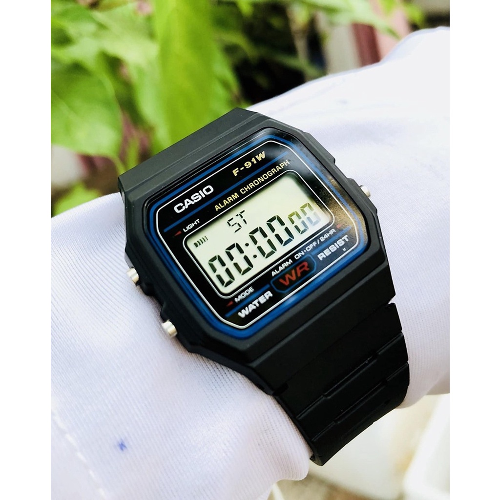 Đồng Hồ Nam Dây Nhựa Casio Standard F-91W-1 Chính Hãng - F-91W-1DG Pin 7 Năm