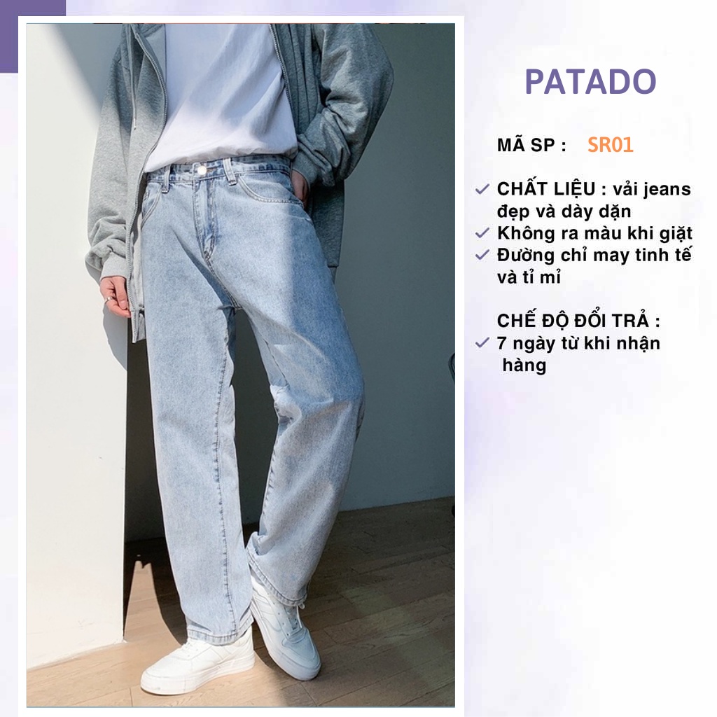 Quần jean nam ống rộng dáng baggy suông đứng nam nữ phong cách Hàn Quốc SR01 cam kết không phai màu | BigBuy360 - bigbuy360.vn