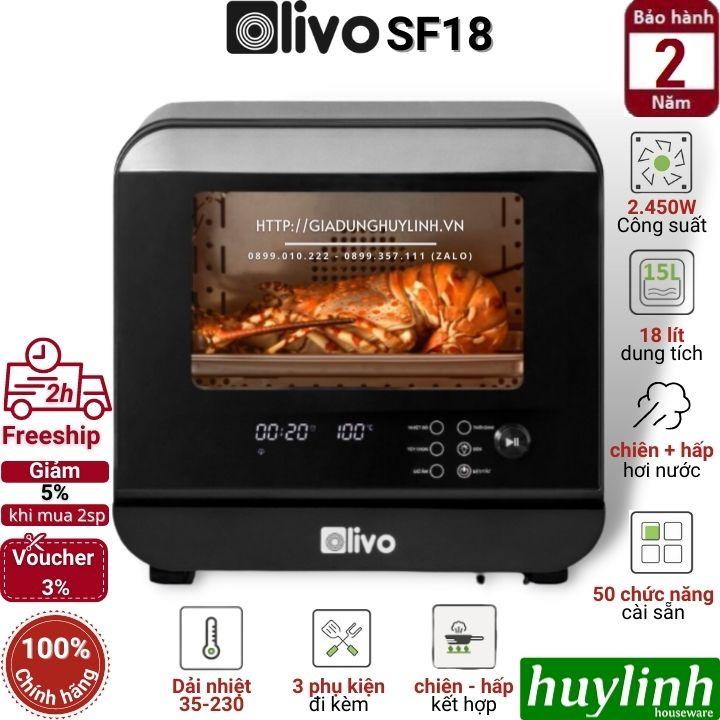 Nồi chiên không dầu - hấp hơi nước Olivo SF18 - 18 lít - 50 menu